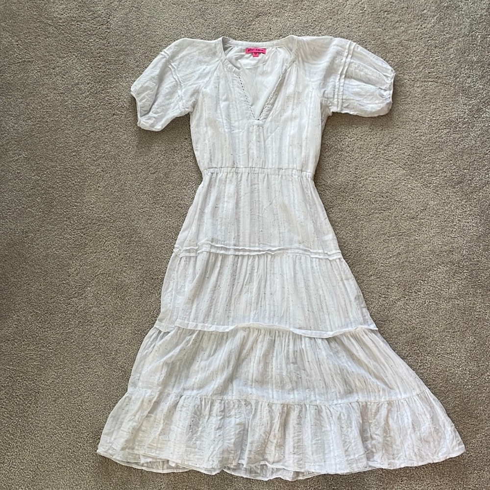 Betsy Johnson White Puff Sleeve Maxi Dress Size XS